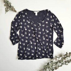 H&M MAMA Nursing Top Dark Blue Floral w/ Nursing Clasp